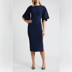 Ted Baker Lounia Fluted Sleeve Knit Dress Navy Blue
